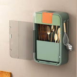Wall Mounted UV Chopsticks Cage Multifunction Chopstick Draining Cleaning Holder Hot Air Drying Kitchen Cutlery Storage Box Green