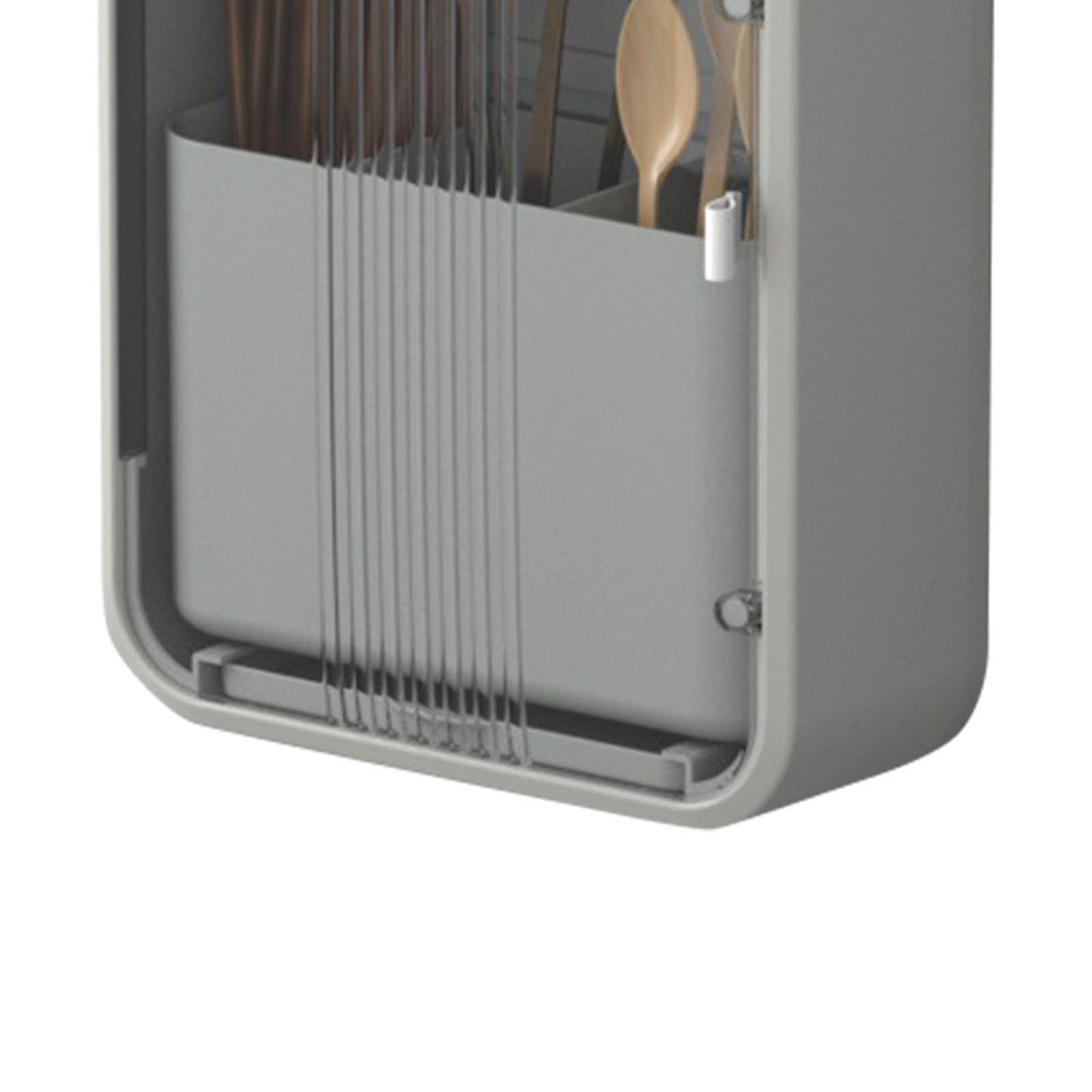 Wall Mounted UV Chopsticks Cage Multifunction Chopstick Draining Cleaning Holder Hot Air Drying Kitchen Cutlery Storage Box Grey