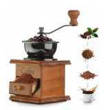 Manual Coffee Grinder Italian Retro Portable Stainless Steel Brown Hand Crank Coffee Mill for Home