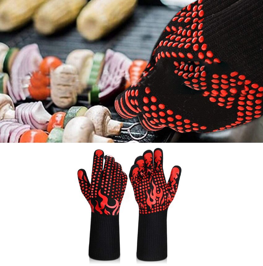 BBQ Gloves 1472℉ Heat Resistant Grilling Gloves Nonslip Silicone for Barbecue Cooking Baking