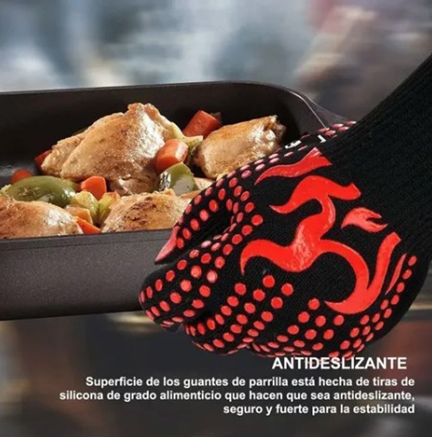 BBQ Gloves 1472℉ Heat Resistant Grilling Gloves Nonslip Silicone for Barbecue Cooking Baking