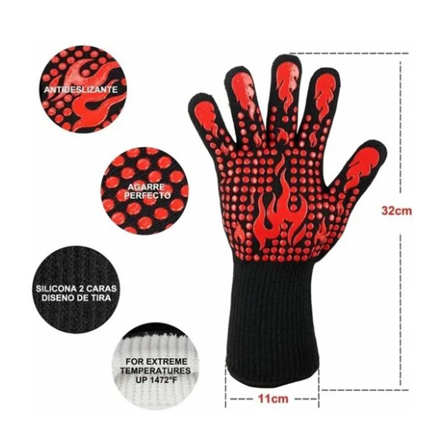 BBQ Gloves 1472℉ Heat Resistant Grilling Gloves Nonslip Silicone for Barbecue Cooking Baking