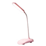 LED Desk Lamp Touch Control Three Level Color Temperature Stepless Dimming USB Charging Table Lamp Pink - Side View