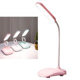 LED Desk Lamp Touch Control Three Level Color Temperature Stepless Dimming USB Charging Table Lamp Pink