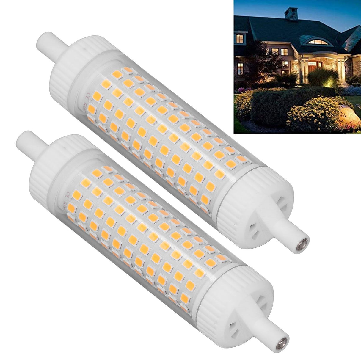 2Pcs R7S LED Light Bulb 118mm Dimmable 15W 154 LEDs Double Ended Floodlight for Home Night Advertising Lighting 220V Warm Light