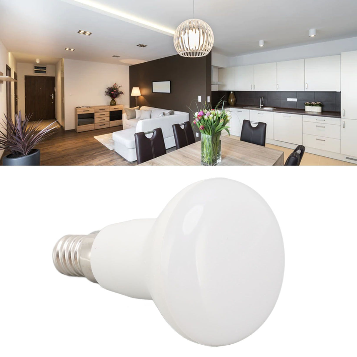 LED Light Bulb Long Neck Mushroom Shape Lamp 120 Degree Beam Angle Wide Flood R50 E14 5W 3000K Warm White 220V