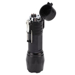 Electric Lighter Waterproof Windproof Aluminum Alloy Portable Lighter with Flashlight 3.7v Black