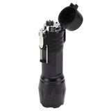Electric Lighter Waterproof Windproof Aluminum Alloy Portable Lighter with Flashlight 3.7v Black - Front View