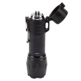 Electric Lighter Waterproof Windproof Aluminum Alloy Portable Lighter with Flashlight 3.7v Black