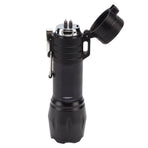 Electric Lighter Waterproof Windproof Aluminum Alloy Portable Lighter with Flashlight 3.7v Black