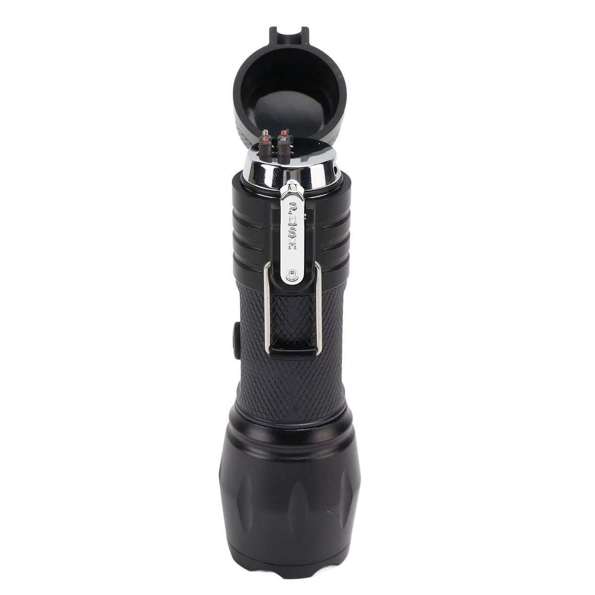 Electric Lighter Waterproof Windproof Aluminum Alloy Portable Lighter with Flashlight 3.7v Black