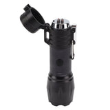 Electric Lighter Waterproof Windproof Aluminum Alloy Portable Lighter with Flashlight 3.7v Black