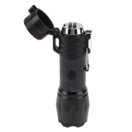 Electric Lighter Waterproof Windproof Aluminum Alloy Portable Lighter with Flashlight 3.7v Black