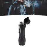 Electric Lighter Waterproof Windproof Aluminum Alloy Portable Lighter with Flashlight 3.7v Black