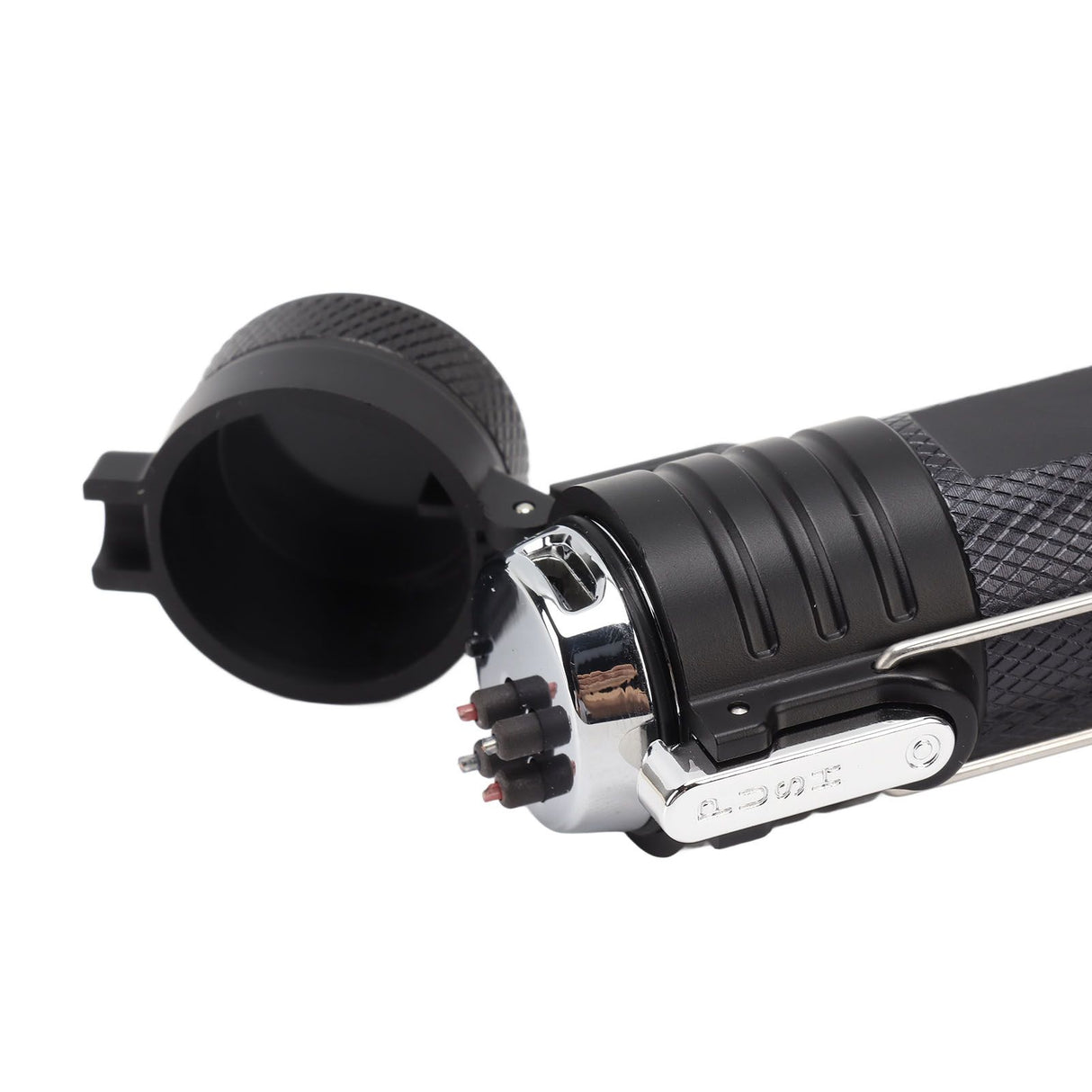 Electric Lighter Waterproof Windproof Aluminum Alloy Portable Lighter with Flashlight 3.7v Black
