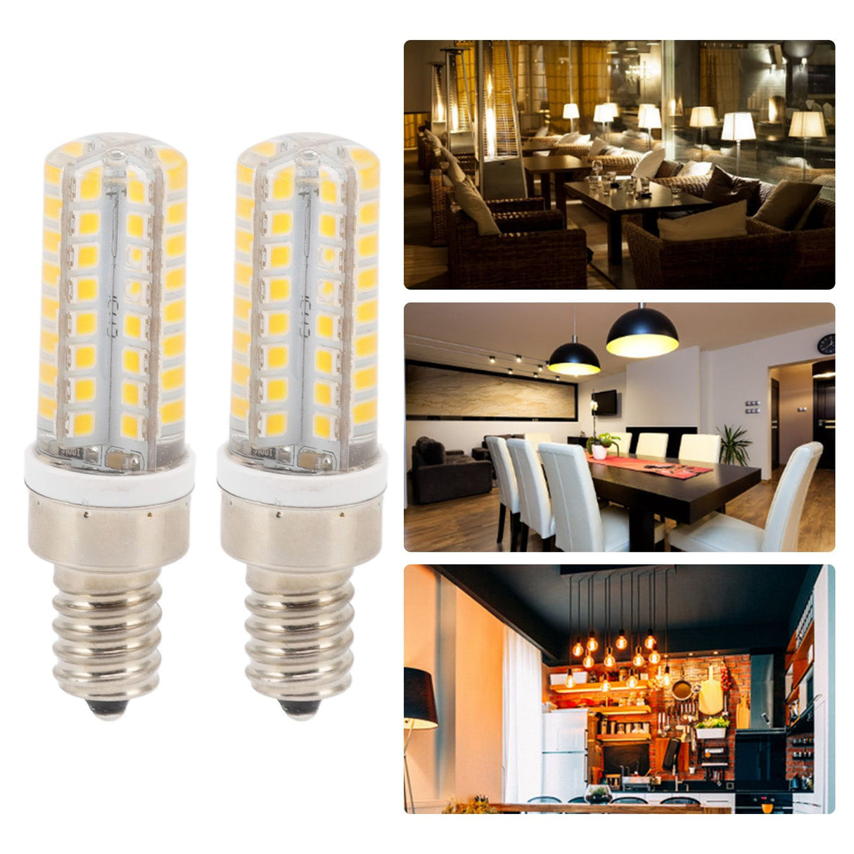 2pcs E14 LED Corn Bulb 5W 230V Warm Lighting 64LEDs E14 Socket Light Bulb Replacement for Home Bar