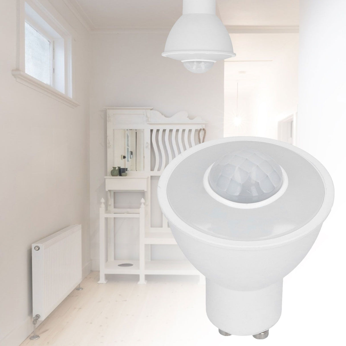 GU10 Light Bulb Infrared Human Induction Replacement Bulb for Ceiling Corridor Porch Lamp Warm Light 3000K 5W 500LM AC 100‑240V