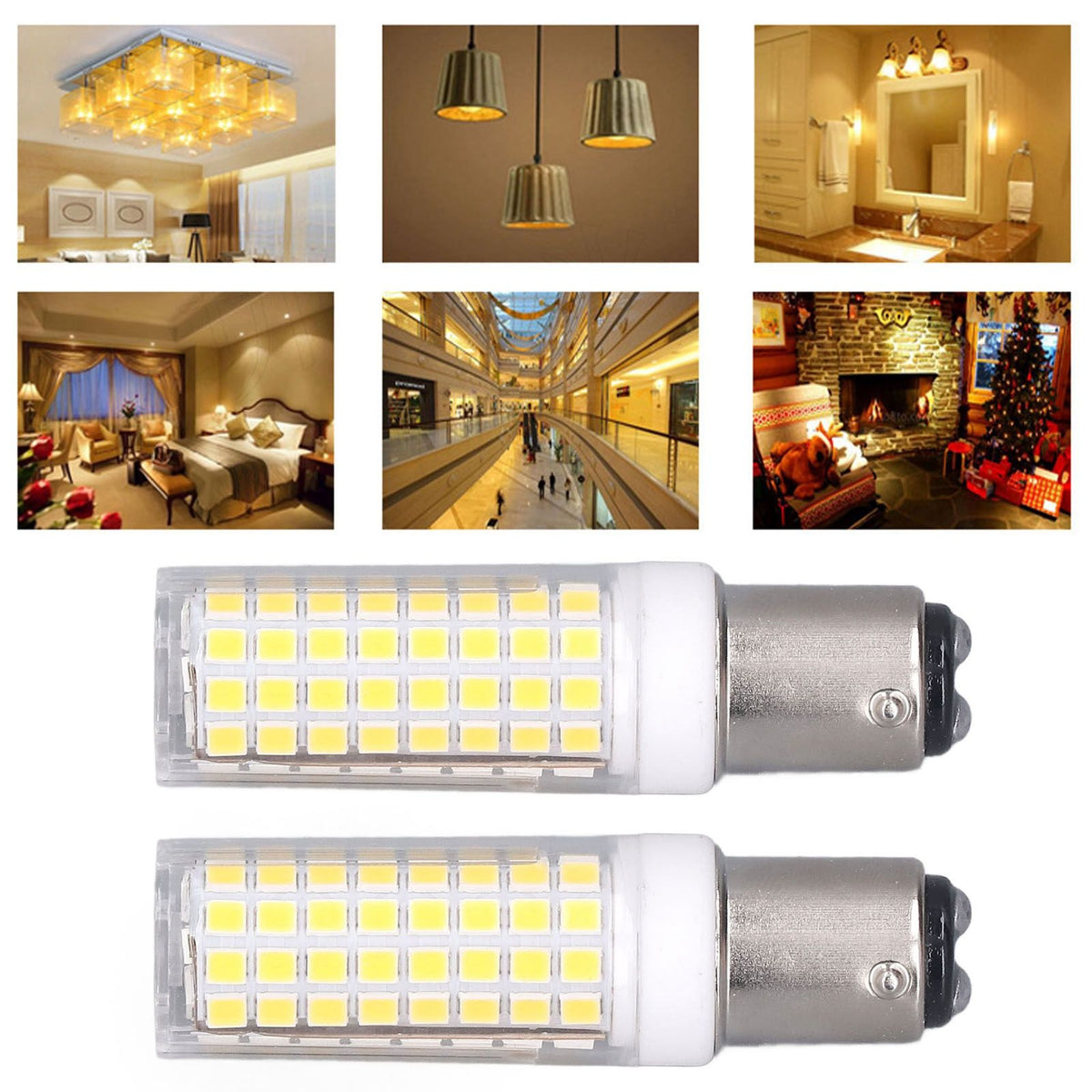 2 Pcs LED Corn Bulb BA15D 10W Dimmable Energy Saving 102LEDs Ceramic Light Bulb AC 100‑120V