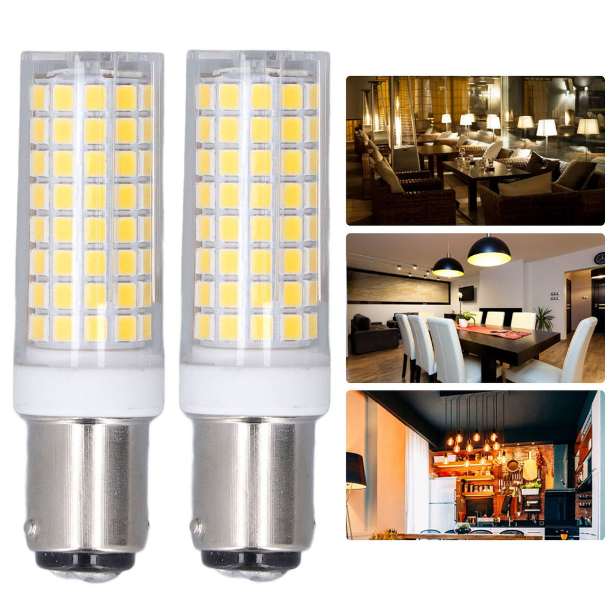 2 Pcs LED Corn Bulb BA15D 10W Dimmable Energy Saving 102LEDs Ceramic Light Bulb AC 100‑120V
