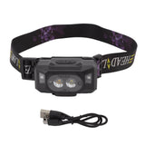 LED Sensor Headlamp Three Color Light Source Rechargeable Outdoor Strong Light Headlamp for Fishing Running Camping