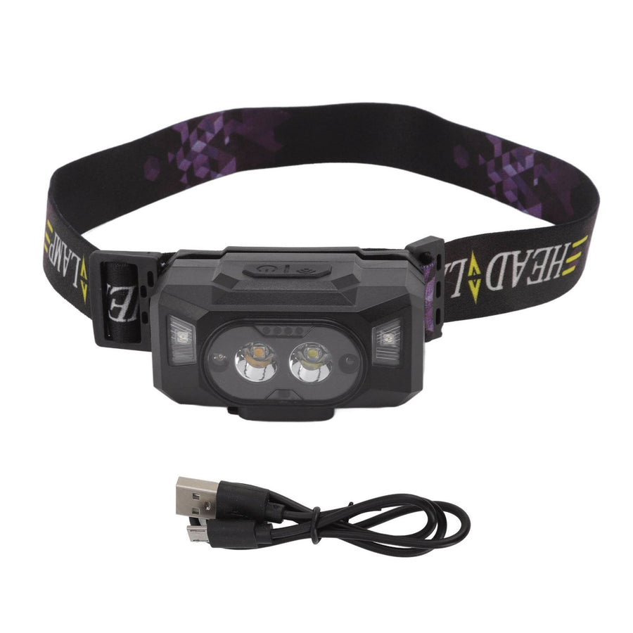 LED Sensor Headlamp Three Color Light Source Rechargeable Outdoor Strong Light Headlamp for Fishing Running Camping