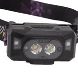 LED Sensor Headlamp Three Color Light Source Rechargeable Outdoor Strong Light Headlamp for Fishing Running Camping