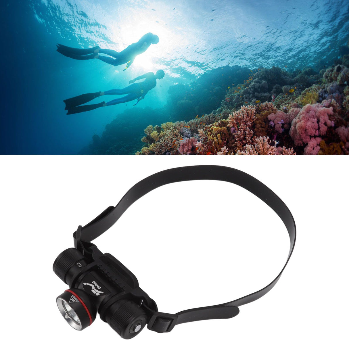 Diving Headlamp 1500LM Yellow Light LED Diving Head Lamp IPX8 Waterproof Underwater 80m Depth Headlight