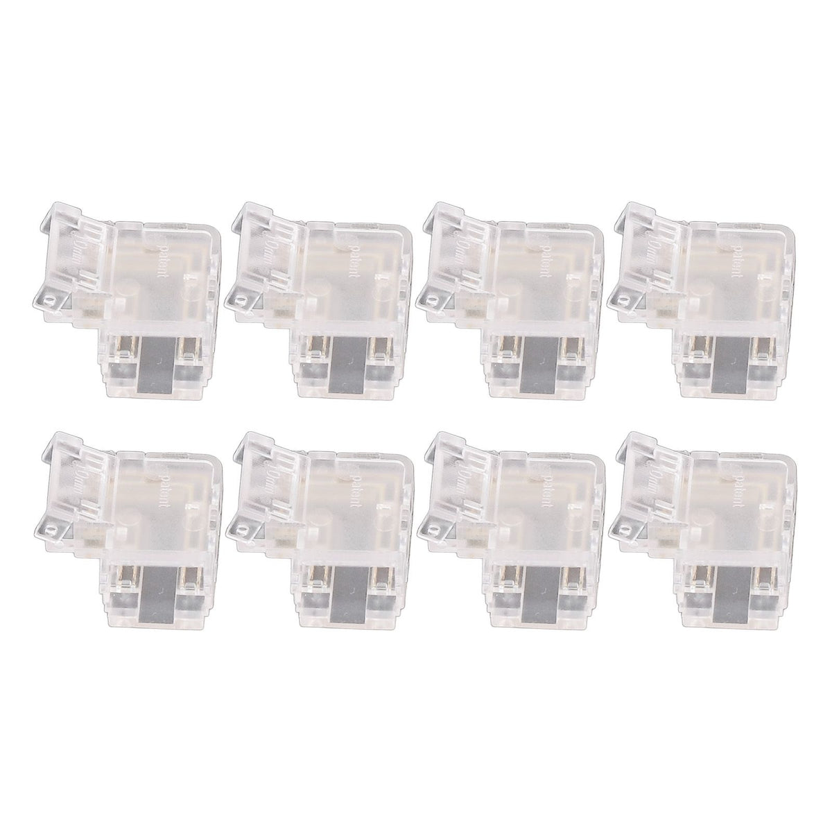 8PCS L Shaped LED Light Strip Connectors 4 Pin 10mm Transparent Gapless Solderless COB LED Adapter Connectors