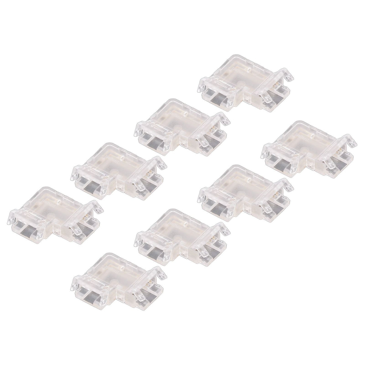 8PCS L Shaped LED Light Strip Connectors 4 Pin 10mm Transparent Gapless Solderless COB LED Adapter Connectors