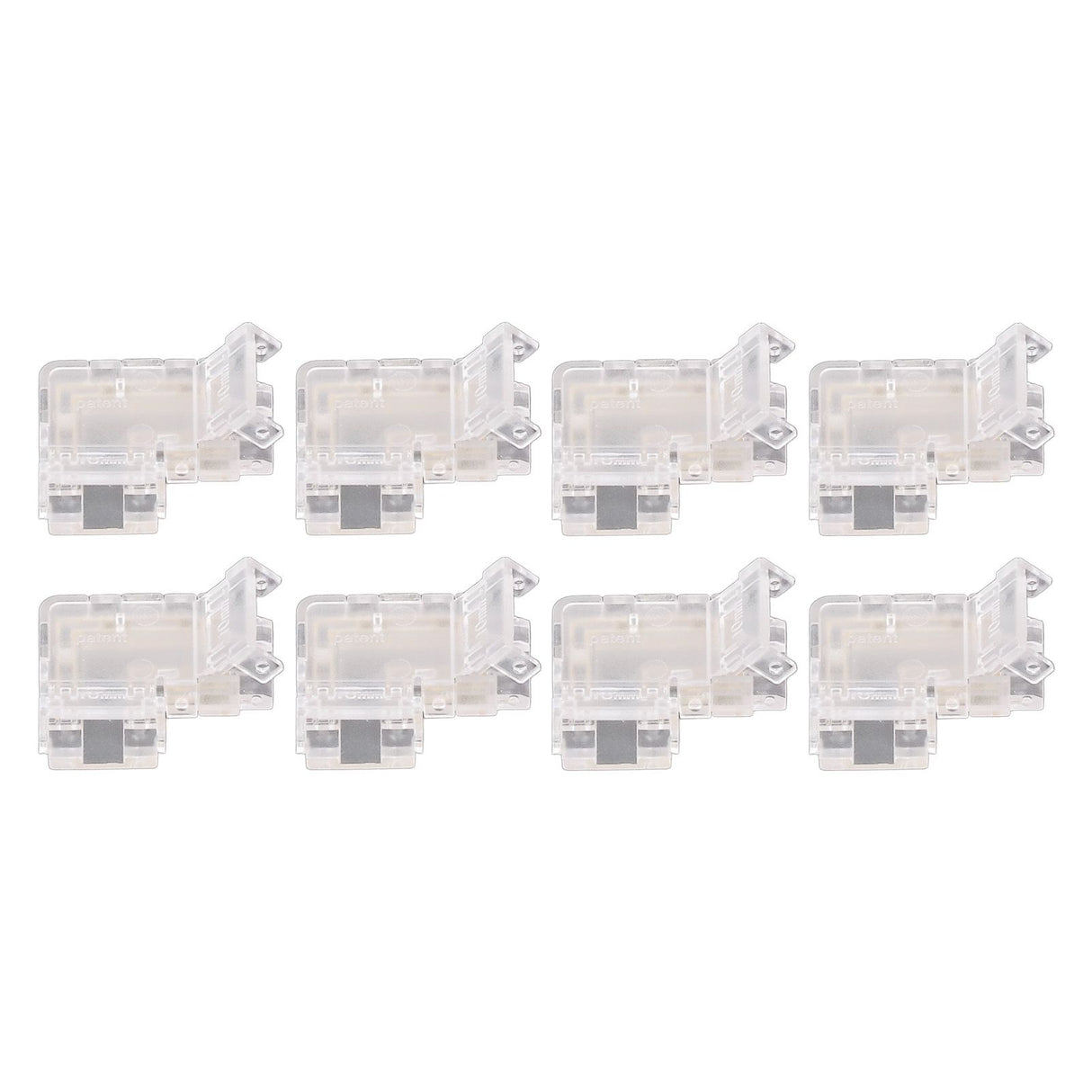 8PCS L Shaped LED Light Strip Connectors 4 Pin 10mm Transparent Gapless Solderless COB LED Adapter Connectors