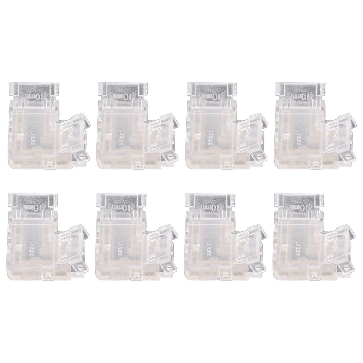8PCS L Shaped LED Light Strip Connectors 4 Pin 10mm Transparent Gapless Solderless COB LED Adapter Connectors