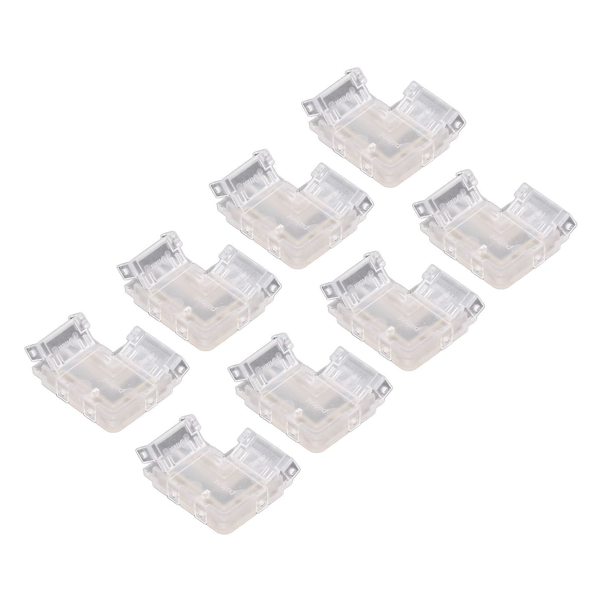 8PCS L Shaped LED Light Strip Connectors 4 Pin 10mm Transparent Gapless Solderless COB LED Adapter Connectors