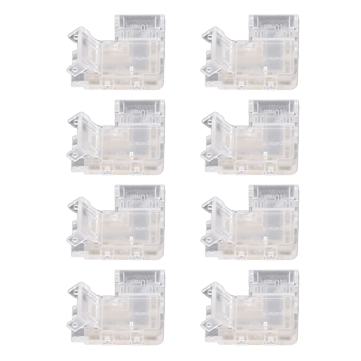 8PCS L Shaped LED Light Strip Connectors 4 Pin 10mm Transparent Gapless Solderless COB LED Adapter Connectors