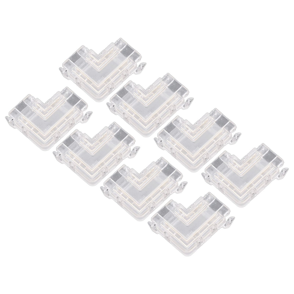 8PCS L Shaped LED Light Strip Connectors 4 Pin 10mm Transparent Gapless Solderless COB LED Adapter Connectors