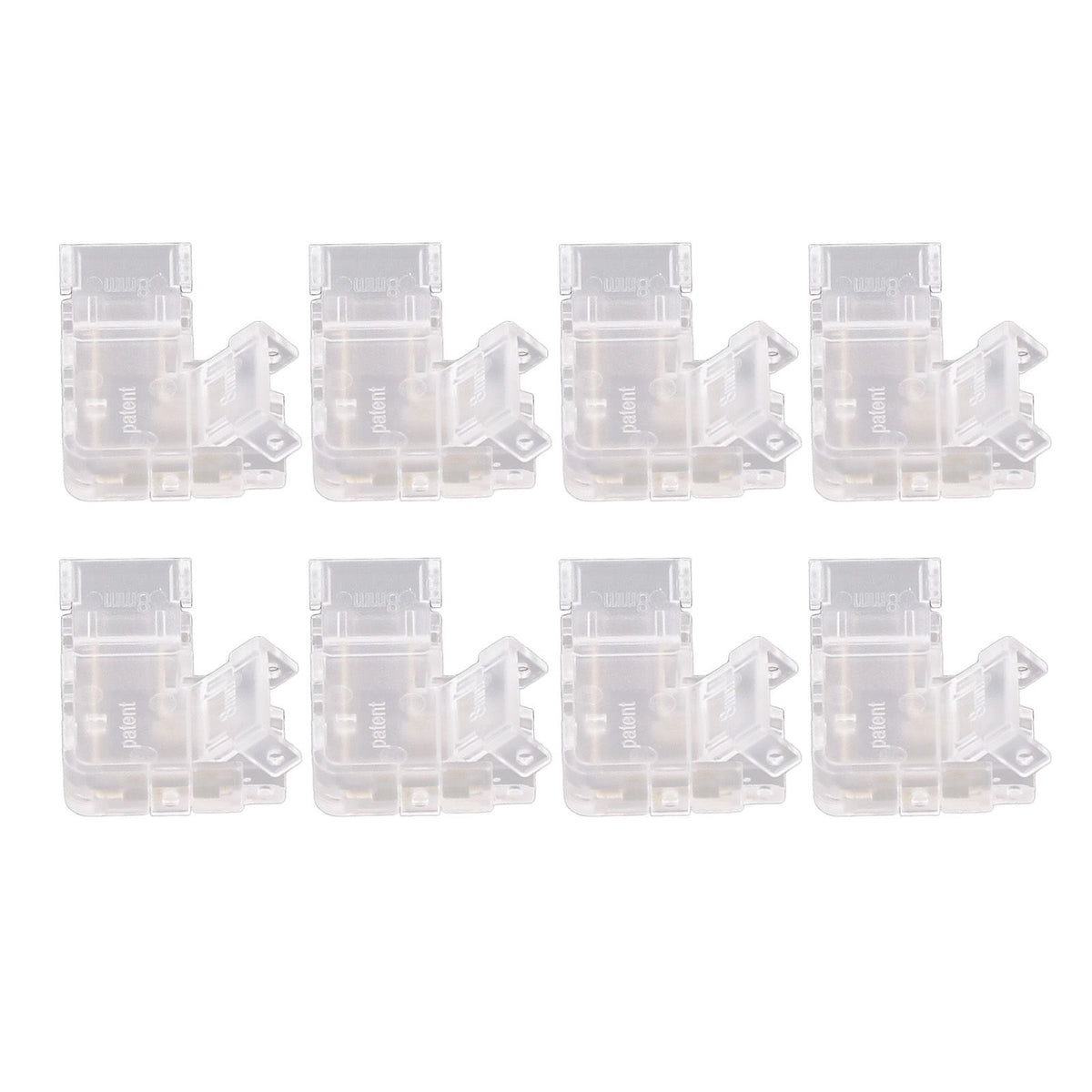 8pcs COB Connector Professional 2Pin 8mm Transparent L Shaped LED Strip Light Connectors for COB LED Strip Light