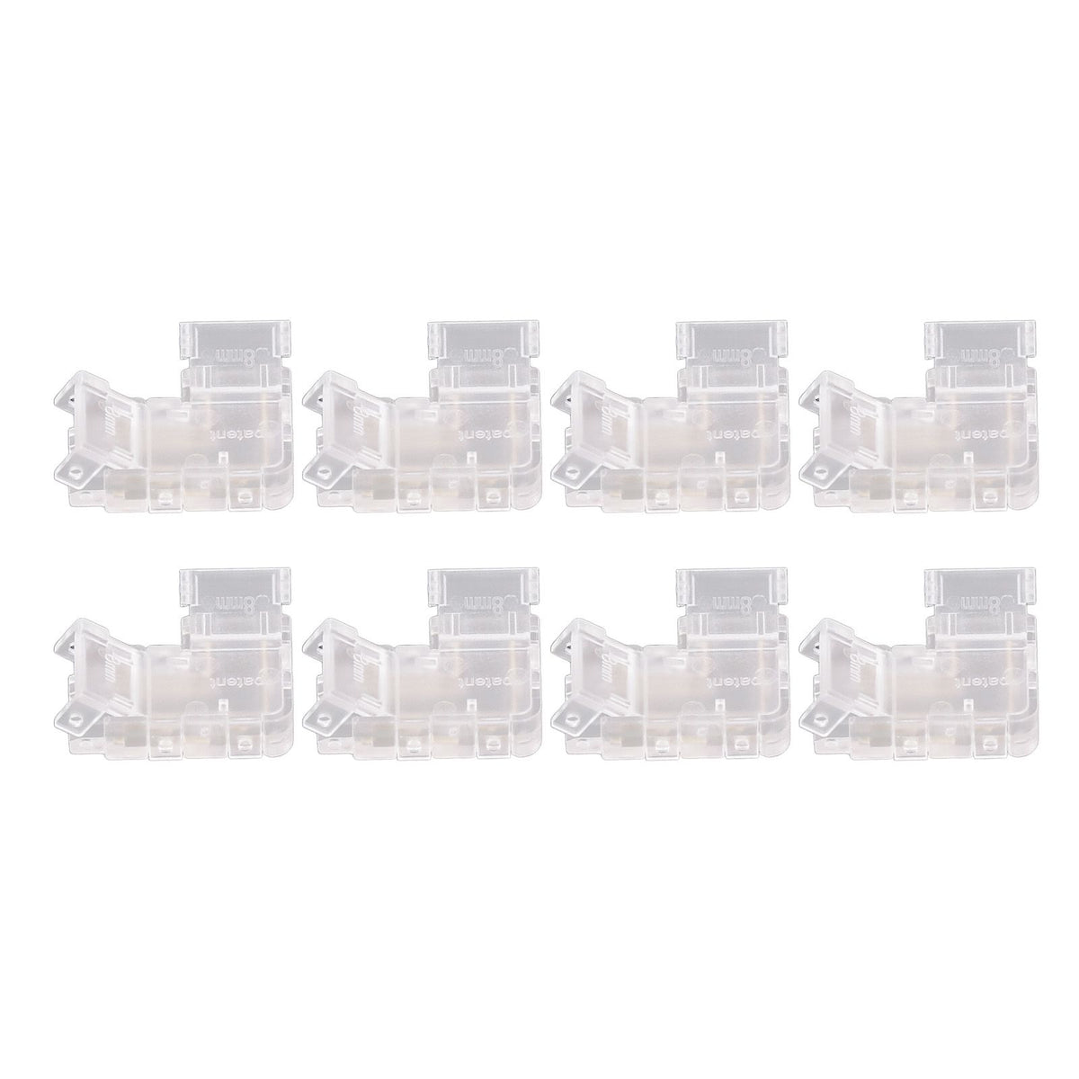 8pcs COB Connector Professional 2Pin 8mm Transparent L Shaped LED Strip Light Connectors for COB LED Strip Light