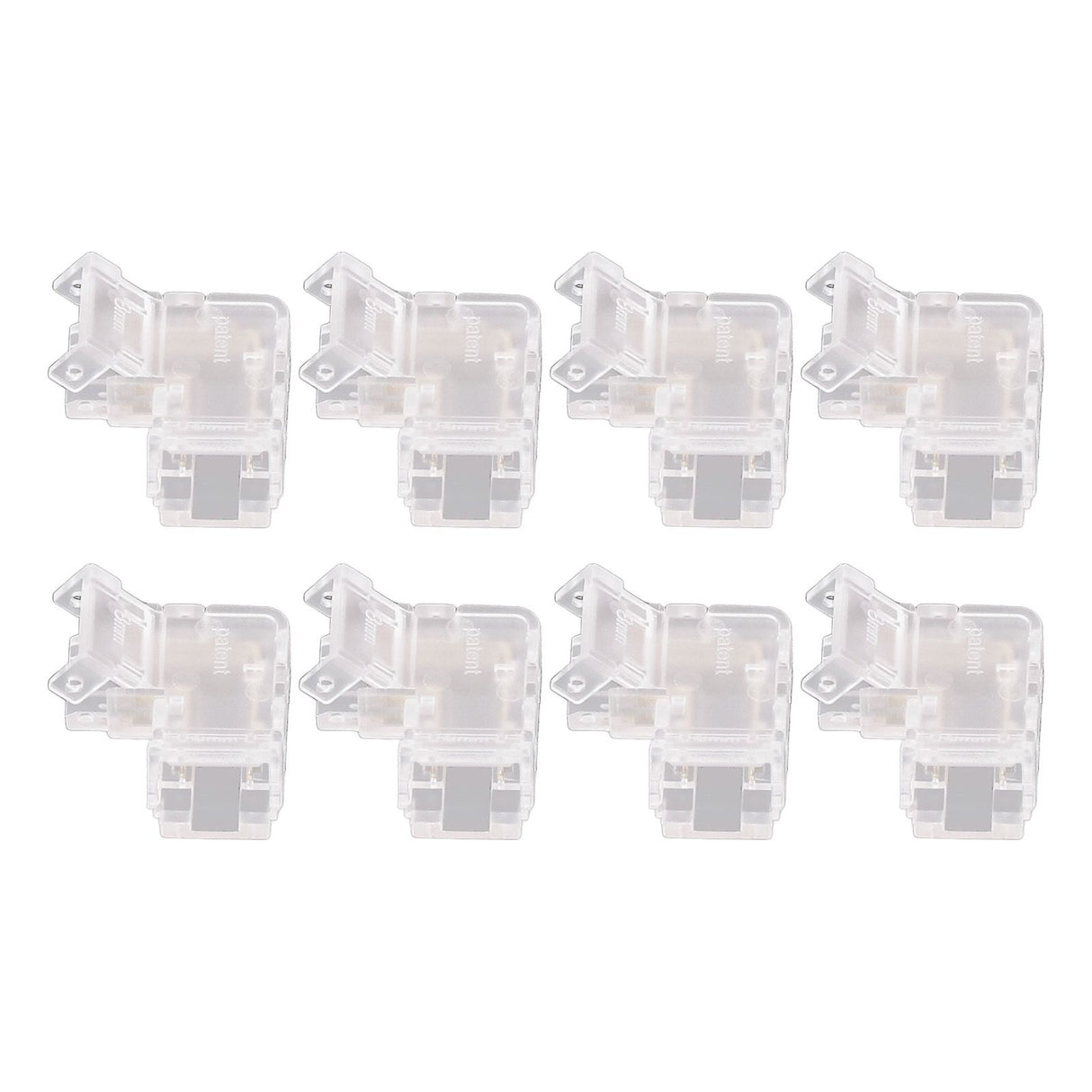 8pcs COB Connector Professional 2Pin 8mm Transparent L Shaped LED Strip Light Connectors for COB LED Strip Light