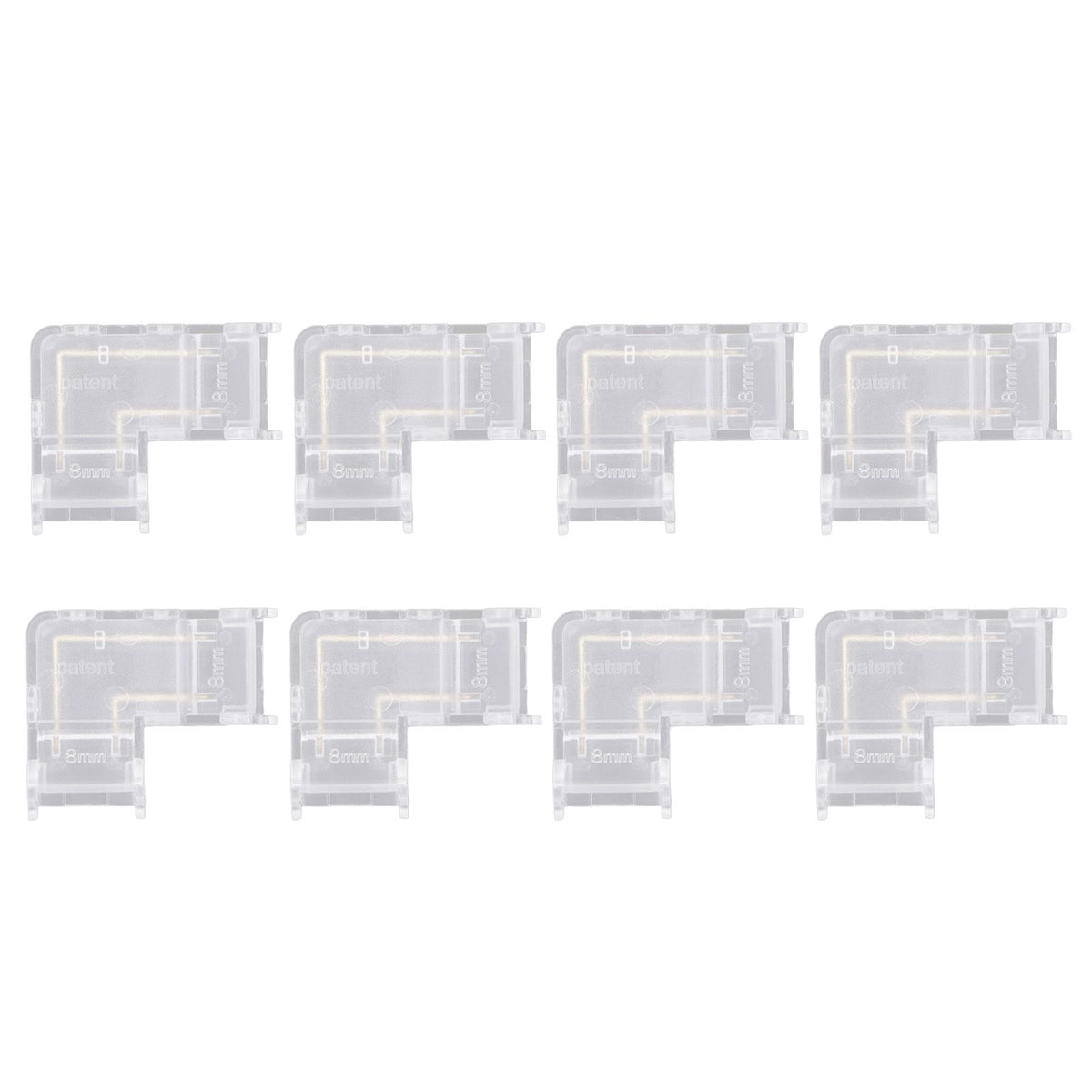 8pcs COB Connector Professional 2Pin 8mm Transparent L Shaped LED Strip Light Connectors for COB LED Strip Light