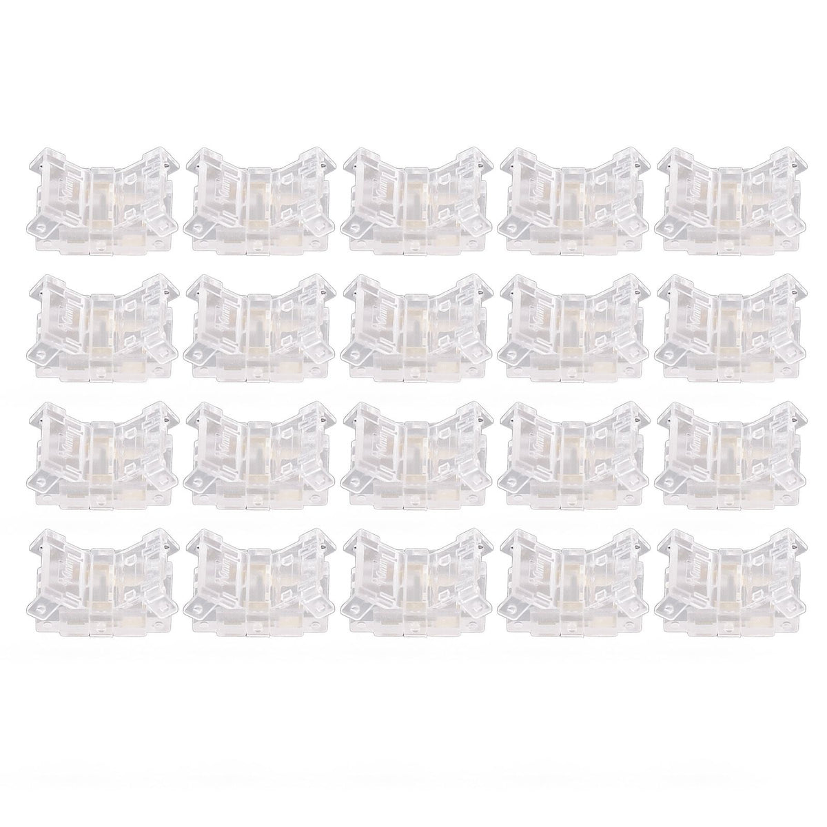 20PCS LED Strip to Wire Connector 2 Pin Transparent Solderless Gapless LED Adapter Connectors