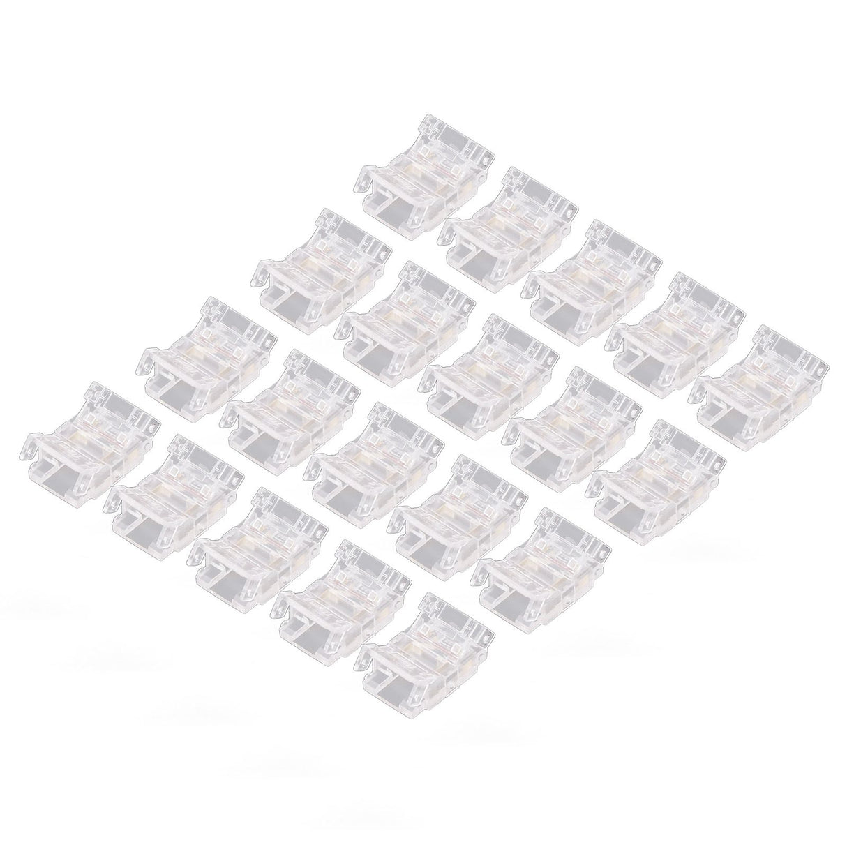 20PCS LED Strip to Wire Connector 2 Pin Transparent Solderless Gapless LED Adapter Connectors
