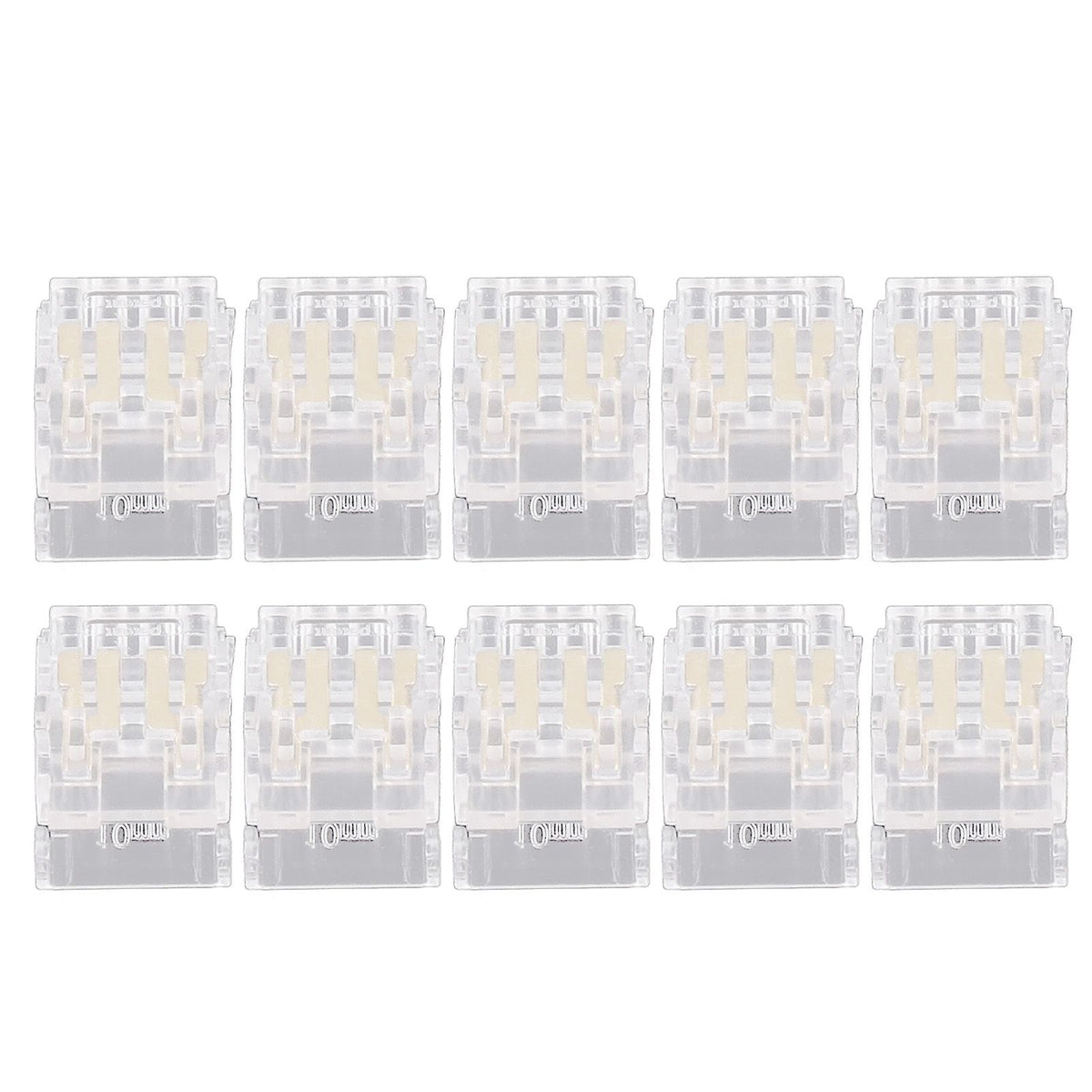 10Pcs COB LED Strip to Wire Connector 4Pin 10mm Transparent Solderless LED Adapter Connectors for Home School Office