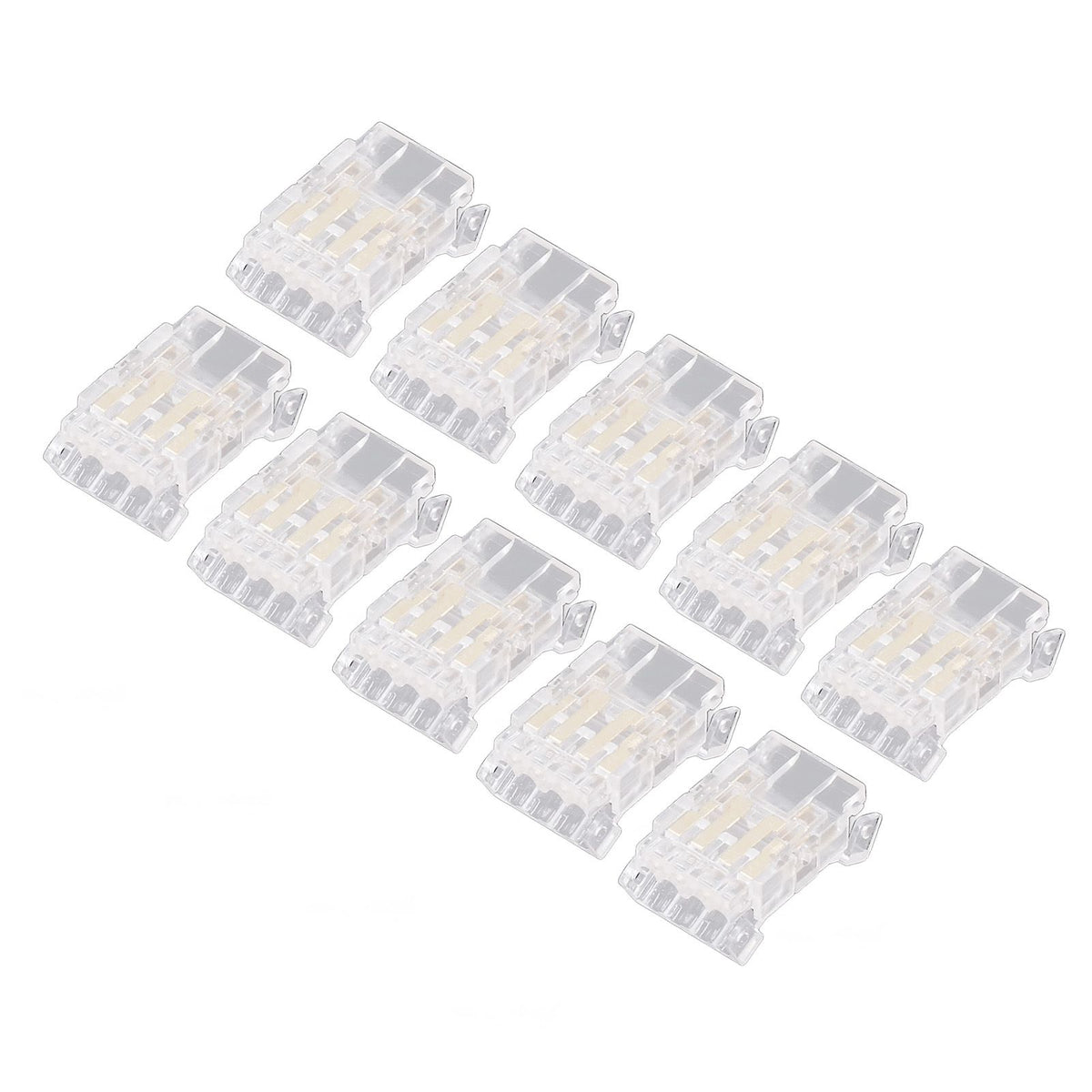 10Pcs COB LED Strip to Wire Connector 4Pin 10mm Transparent Solderless LED Adapter Connectors for Home School Office
