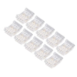 10Pcs COB LED Strip to Wire Connector 4Pin 10mm Transparent Solderless LED Adapter Connectors for Home School Office