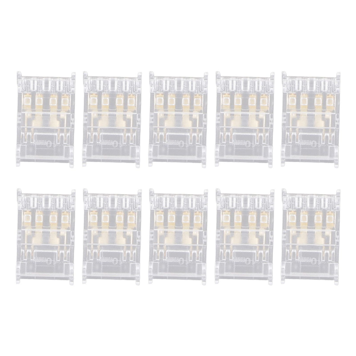 10Pcs COB LED Strip to Wire Connector 4Pin 10mm Transparent Solderless LED Adapter Connectors for Home School Office
