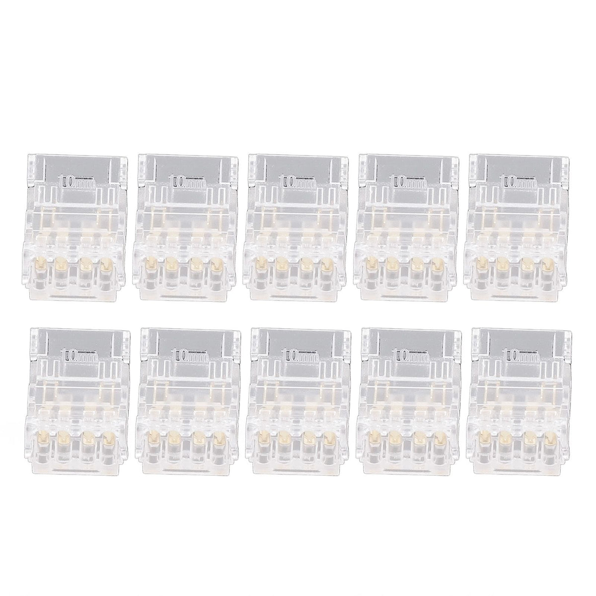 10Pcs COB LED Strip to Wire Connector 4Pin 10mm Transparent Solderless LED Adapter Connectors for Home School Office