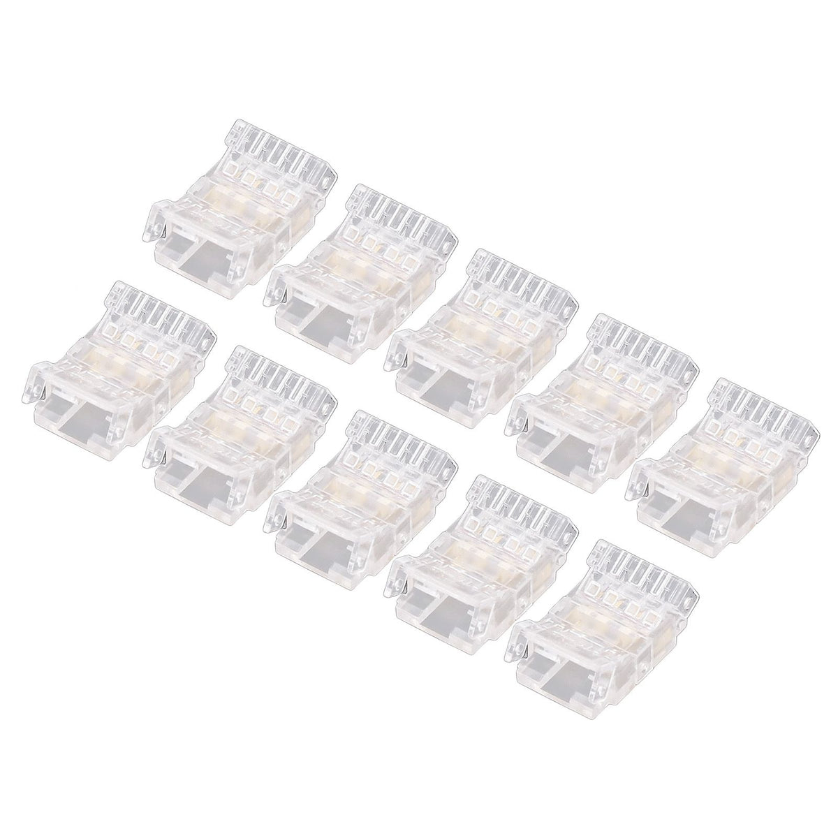 10Pcs COB LED Strip to Wire Connector 4Pin 10mm Transparent Solderless LED Adapter Connectors for Home School Office