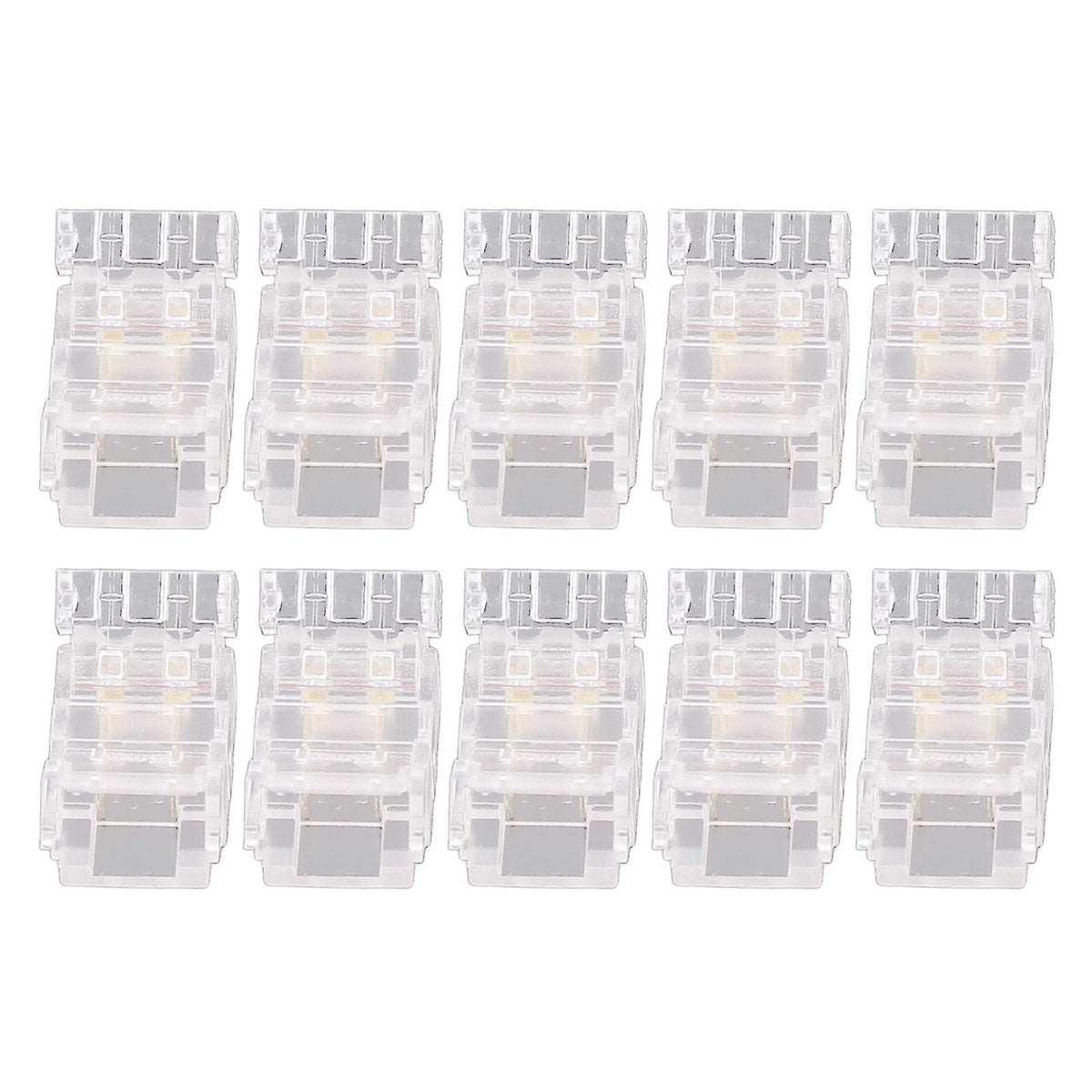 10Pcs COB LED Strip to Wire Connector 2Pin 8mm Transparent Solderless LED Strip Connector for Home Office School