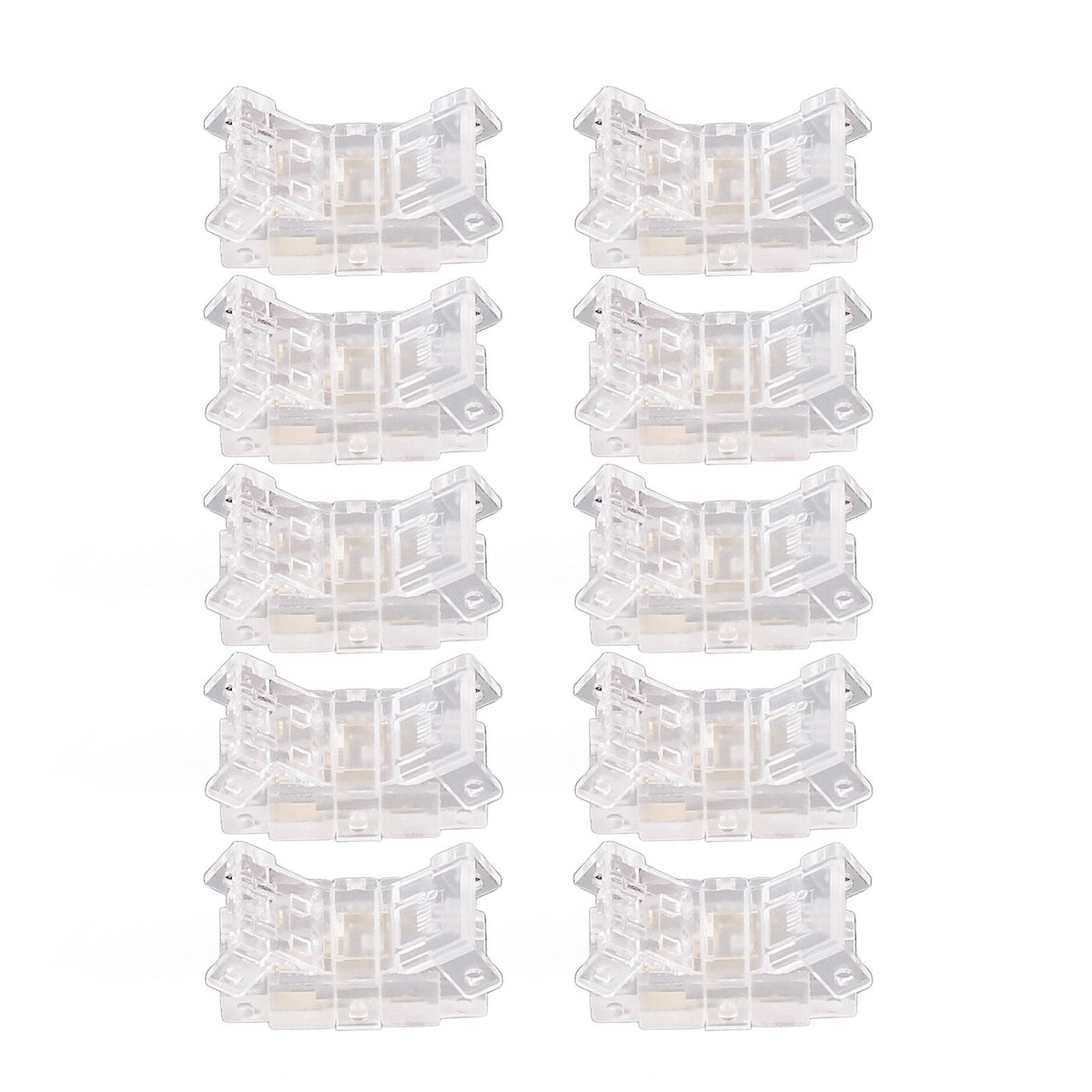 10Pcs COB LED Strip to Wire Connector 2Pin 8mm Transparent Solderless LED Strip Connector for Home Office School