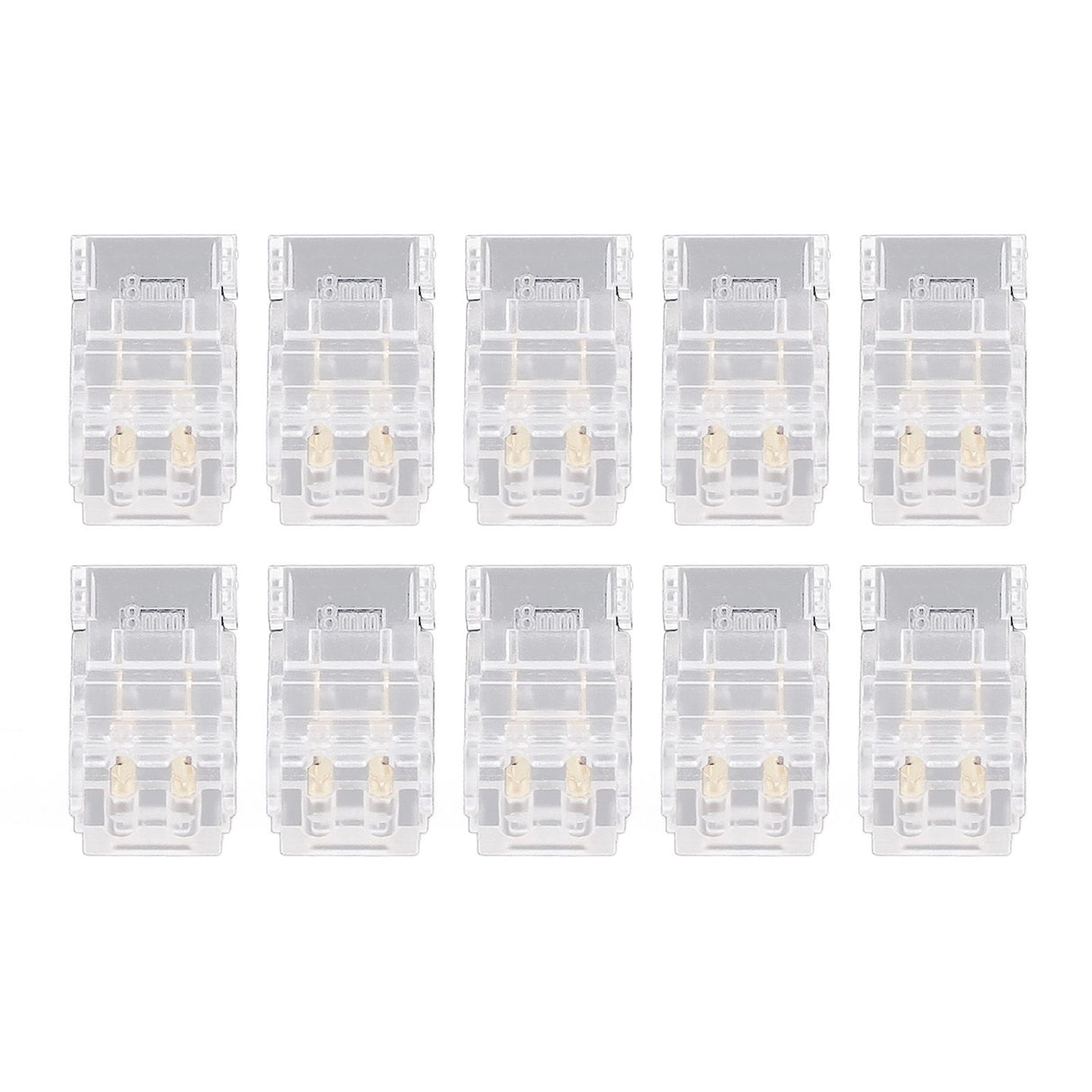 10Pcs COB LED Strip to Wire Connector 2Pin 8mm Transparent Solderless LED Strip Connector for Home Office School