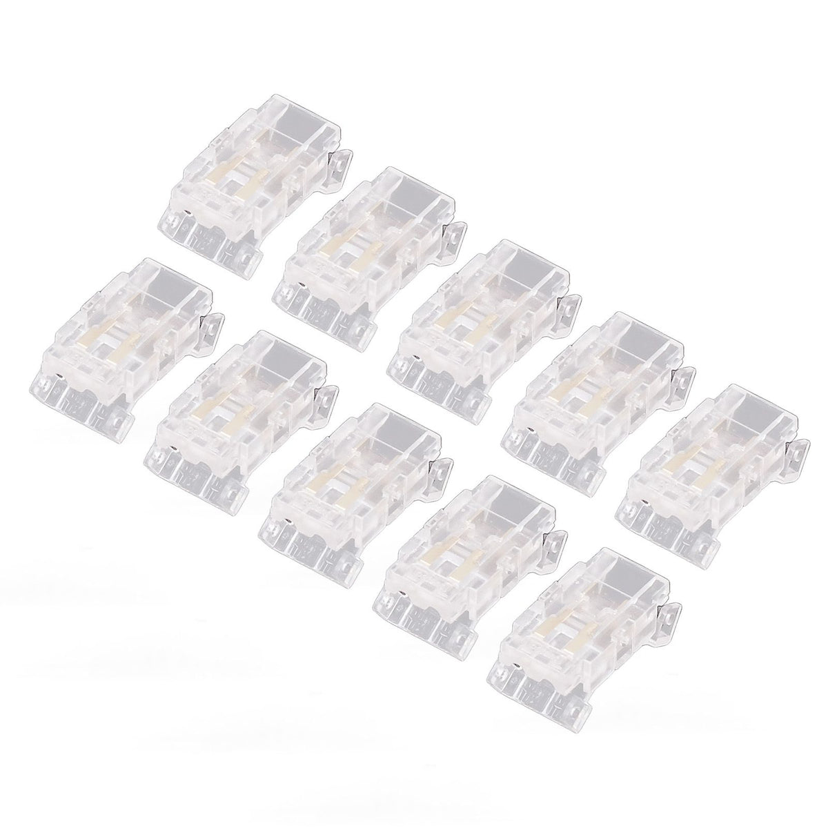 10Pcs COB LED Strip to Wire Connector 2Pin 8mm Transparent Solderless LED Strip Connector for Home Office School